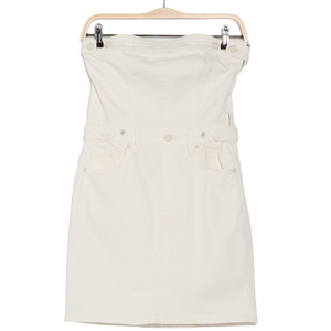 Good American Cloud White Fit For Success Strapless Denim Minidress -Sz Lrg, NWT